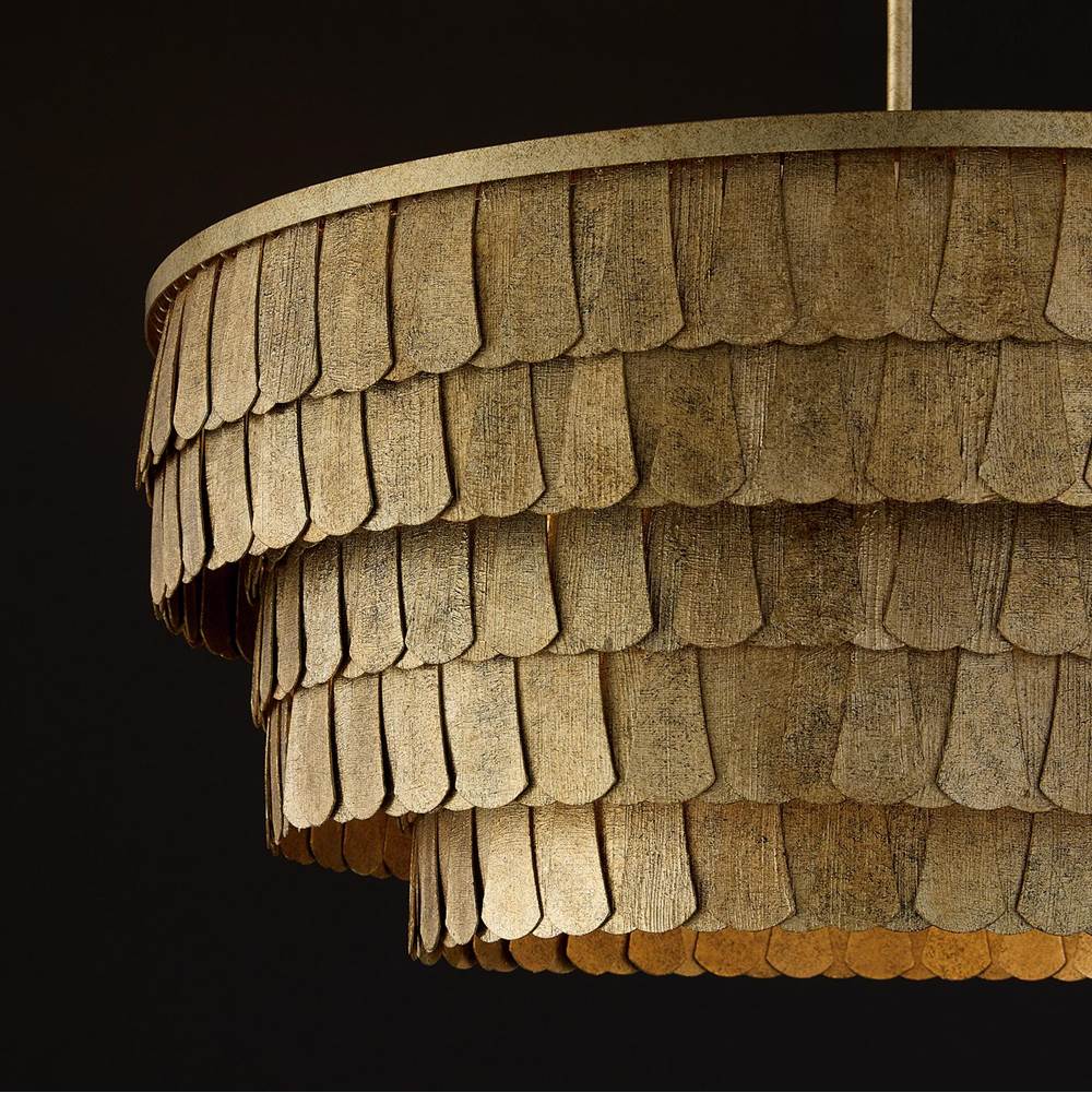 Capital Lighting 461661AGO Ancestral Gold 28.75'' W X 11.5'' H 6-light Tiered Drum Chandelier In Textured Ancestral Gold With Dangling Petal Adornments Image 5