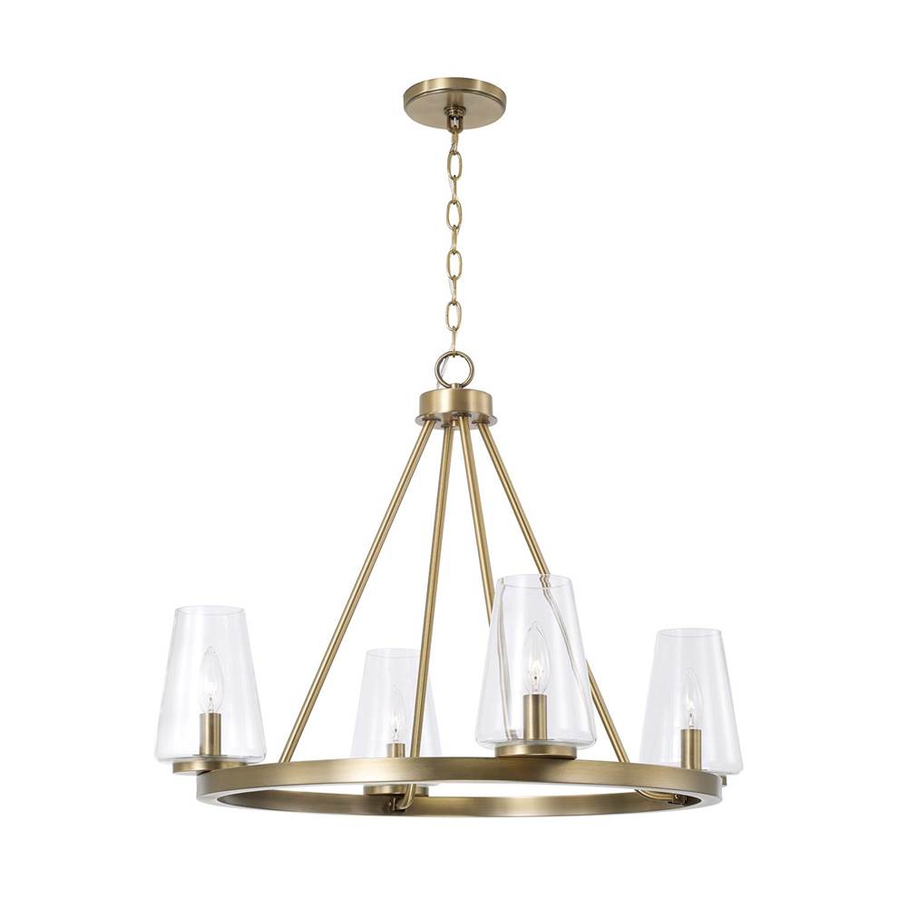 Capital Lighting 461941AD-662 Aged Brass 28'' W X 21.5'' H 4-light Ring Chandelier In Aged Brass With Clear Glass Image 1