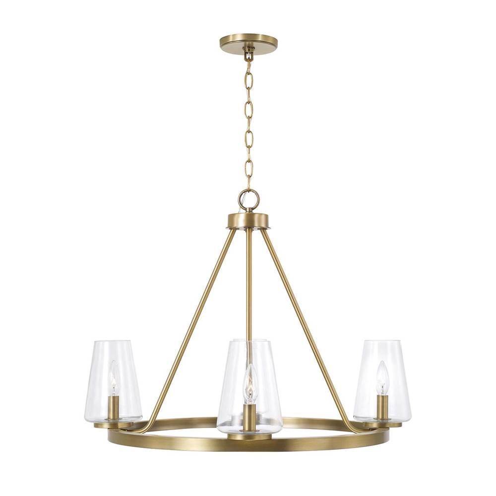 Capital Lighting 461941AD-662 Aged Brass 28'' W X 21.5'' H 4-light Ring Chandelier In Aged Brass With Clear Glass Image 2