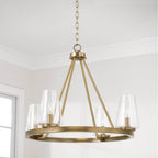 Capital Lighting Aaron 28'' W X 21.5'' H 4-light Ring Chandelier In Aged Brass With Clear Glass