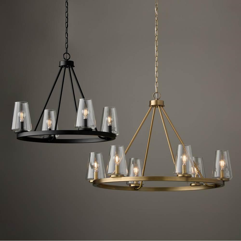 Capital Lighting 461941MB-662 Matte Black 28'' W X 21.5'' H 4-light Ring Chandelier In Matte Black With Clear Glass Image 3