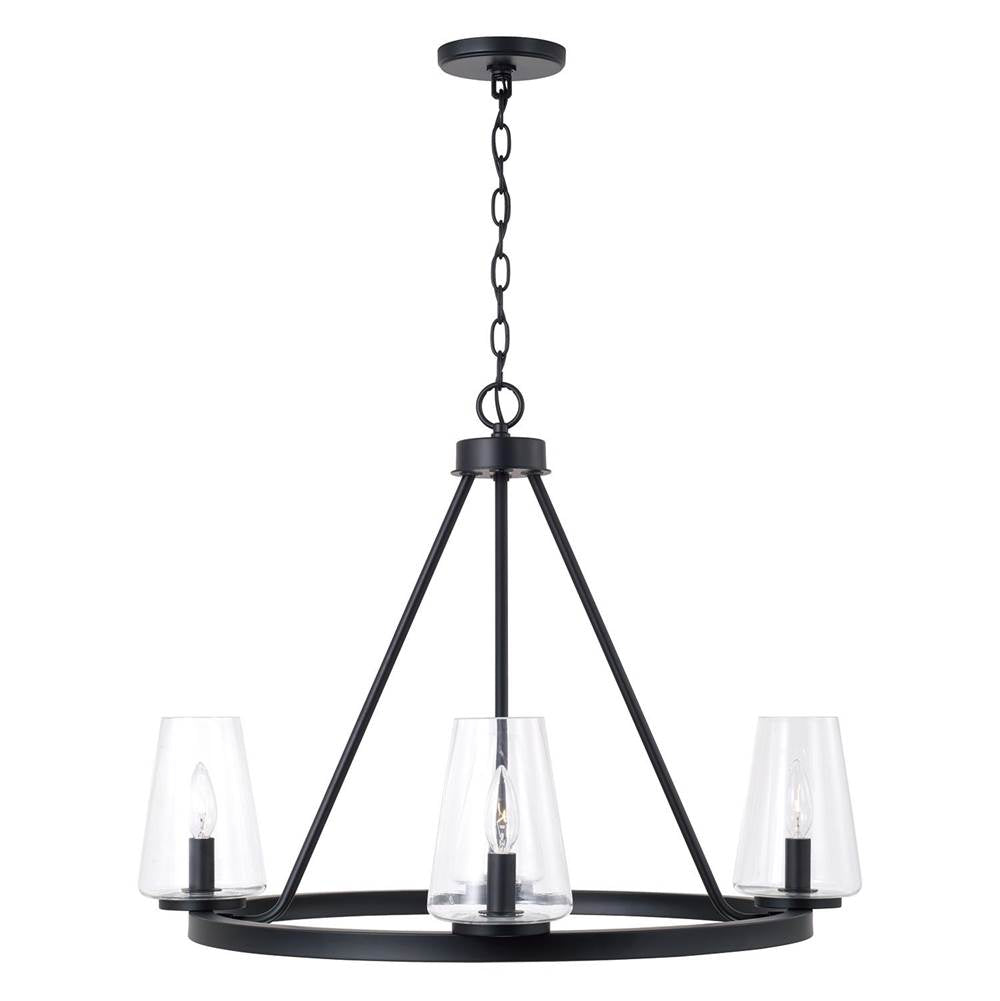 Capital Lighting 461941MB-662 Matte Black 28'' W X 21.5'' H 4-light Ring Chandelier In Matte Black With Clear Glass Image 4
