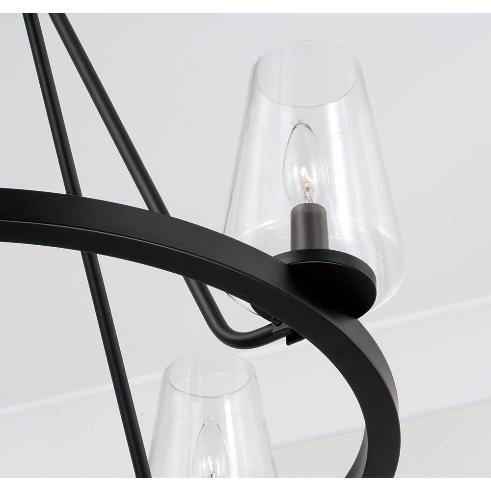 Capital Lighting 461941MB-662 Matte Black 28'' W X 21.5'' H 4-light Ring Chandelier In Matte Black With Clear Glass Image 5
