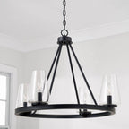 Capital Lighting Aaron 28'' W X 21.5'' H 4-light Ring Chandelier In Aged Brass With Clear Glass