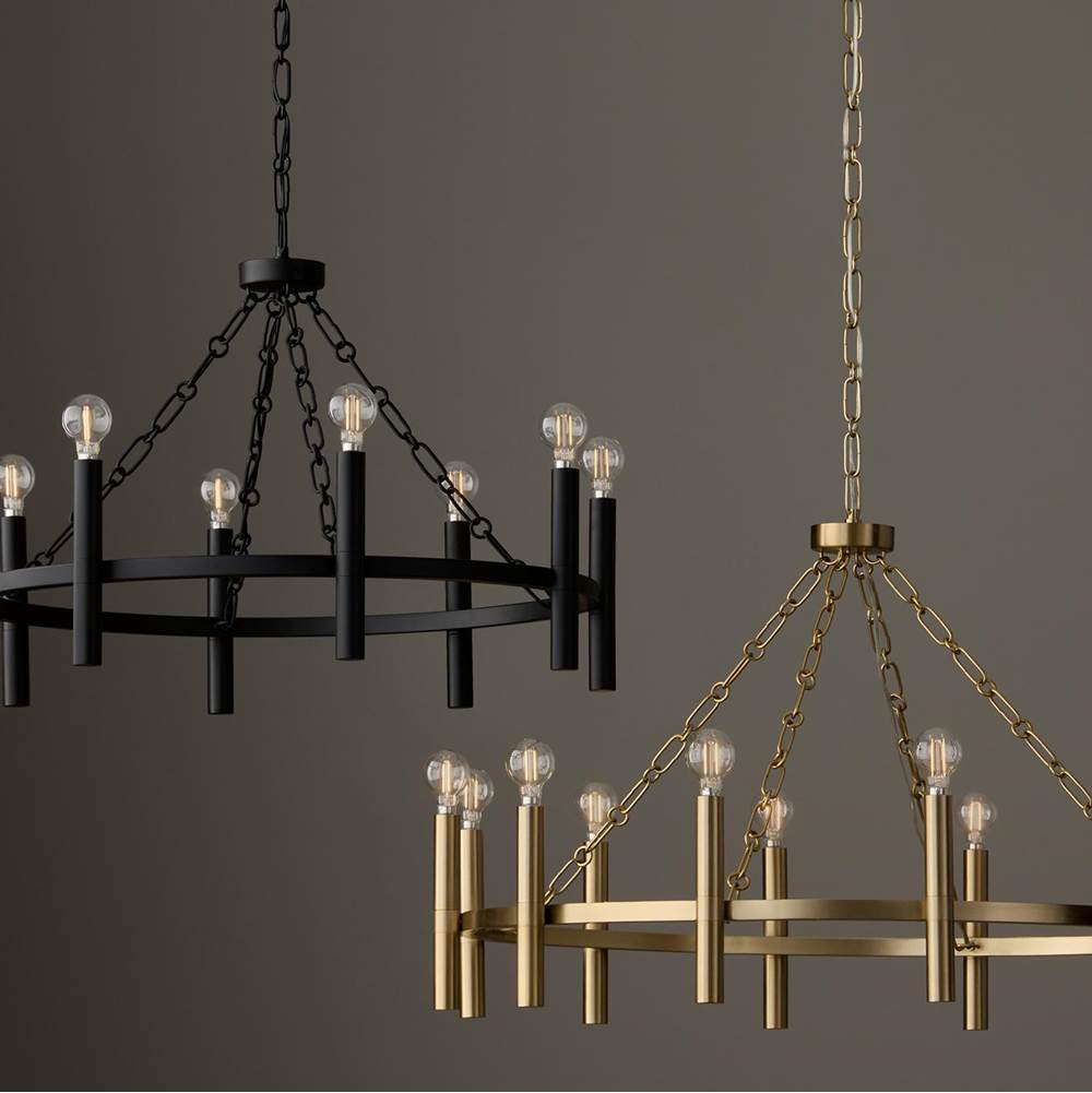 Capital Lighting 462001MA Matte Brass 35'' W X 24'' H 10-light Ring Chandelier In Matte Brass With Cylindrical Candlesticks And Specialty Decorative Designer Chain Image 2