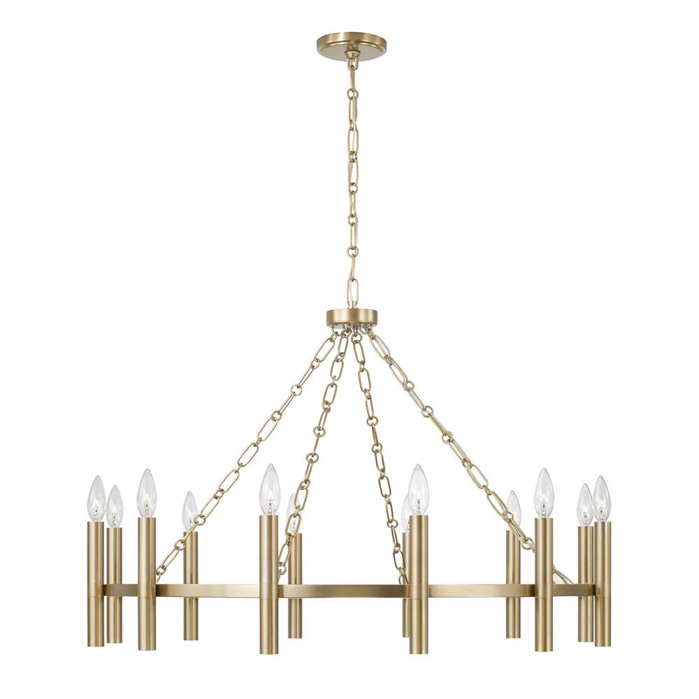 Capital Lighting 462001MA Matte Brass 35'' W X 24'' H 10-light Ring Chandelier In Matte Brass With Cylindrical Candlesticks And Specialty Decorative Designer Chain Image 3
