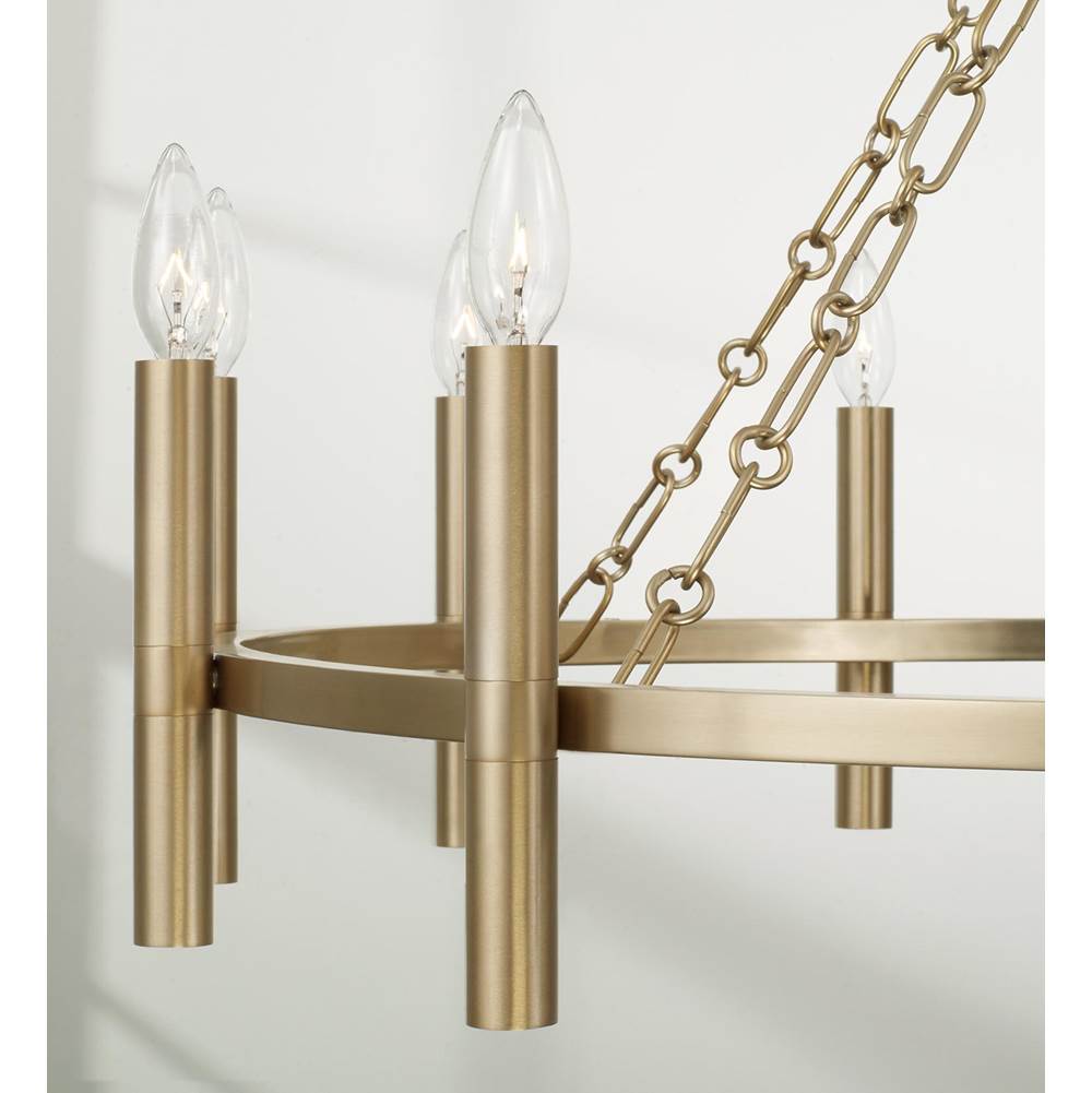 Capital Lighting 462001MA Matte Brass 35'' W X 24'' H 10-light Ring Chandelier In Matte Brass With Cylindrical Candlesticks And Specialty Decorative Designer Chain Image 5
