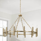 Capital Lighting Winton 35'' W X 24'' H 10-light Ring Chandelier In Matte Brass With Cylindrical Candlesticks And Specialty Decorative Designer Chain