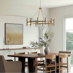 Capital Lighting 462001MA Matte Brass 35'' W X 24'' H 10-light Ring Chandelier In Matte Brass With Cylindrical Candlesticks And Specialty Decorative Designer Chain Image 4