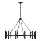 Capital Lighting 462001MB Matte Black 35'' W X 24'' H 10-light Ring Chandelier In Matte Black With Cylindrical Candlesticks And Specialty Decorative Designer Chain Image 2