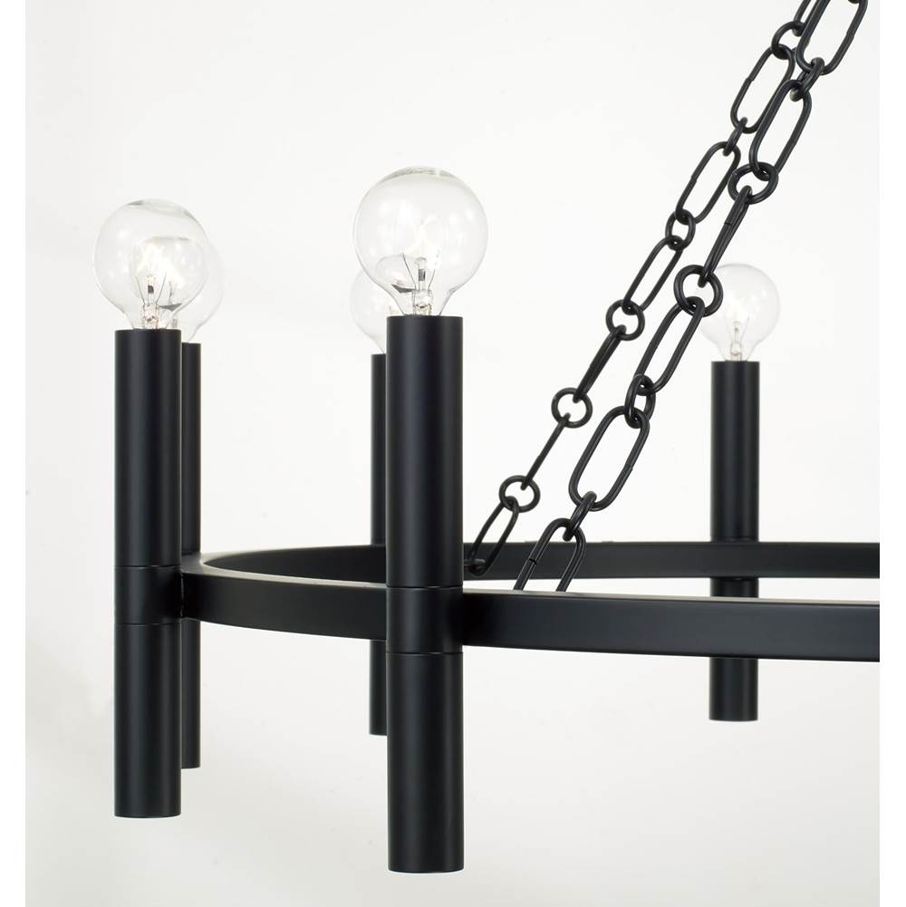 Capital Lighting 462001MB Matte Black 35'' W X 24'' H 10-light Ring Chandelier In Matte Black With Cylindrical Candlesticks And Specialty Decorative Designer Chain Image 3