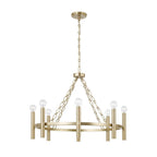 Capital Lighting 462081MA Matte Brass 28'' W X 21'' H 8-light Ring Chandelier In Matte Brass With Cylindrical Candlesticks And Specialty Decorative Designer Chain Image 1