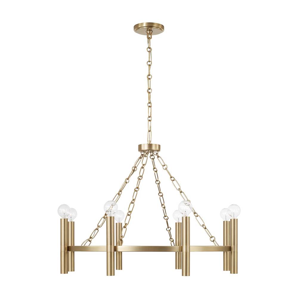 Capital Lighting 462081MA Matte Brass 28'' W X 21'' H 8-light Ring Chandelier In Matte Brass With Cylindrical Candlesticks And Specialty Decorative Designer Chain Image 2