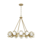 Capital Lighting 462101GF Buffed Gold 29'' W X 25'' H 12-light Chandelier In Buffed Gold With Bent Wire Flower Petals And Soft White Glass Globes Image 1