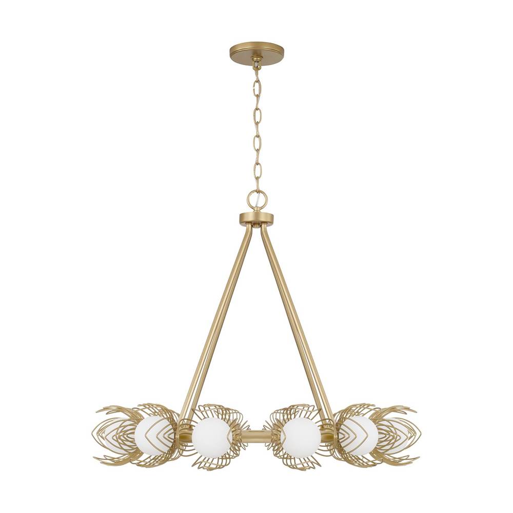 Capital Lighting 462101GF Buffed Gold 29'' W X 25'' H 12-light Chandelier In Buffed Gold With Bent Wire Flower Petals And Soft White Glass Globes Image 2