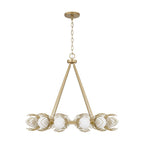 Capital Lighting 462101GF Buffed Gold 29'' W X 25'' H 12-light Chandelier In Buffed Gold With Bent Wire Flower Petals And Soft White Glass Globes Image 2