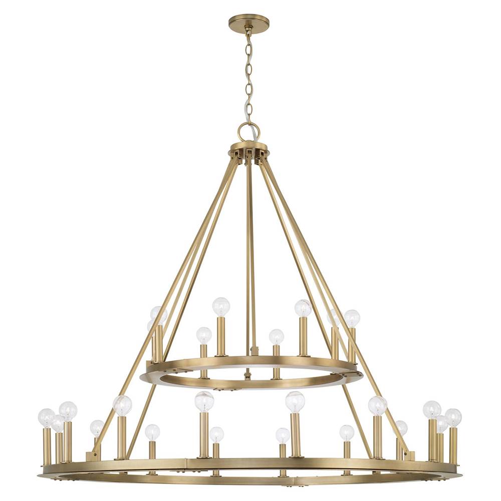 Capital Lighting 4910AD Aged Brass 48''w 24-light Two-tier Wagon Wheel Chandelier In Aged Brass Image 1