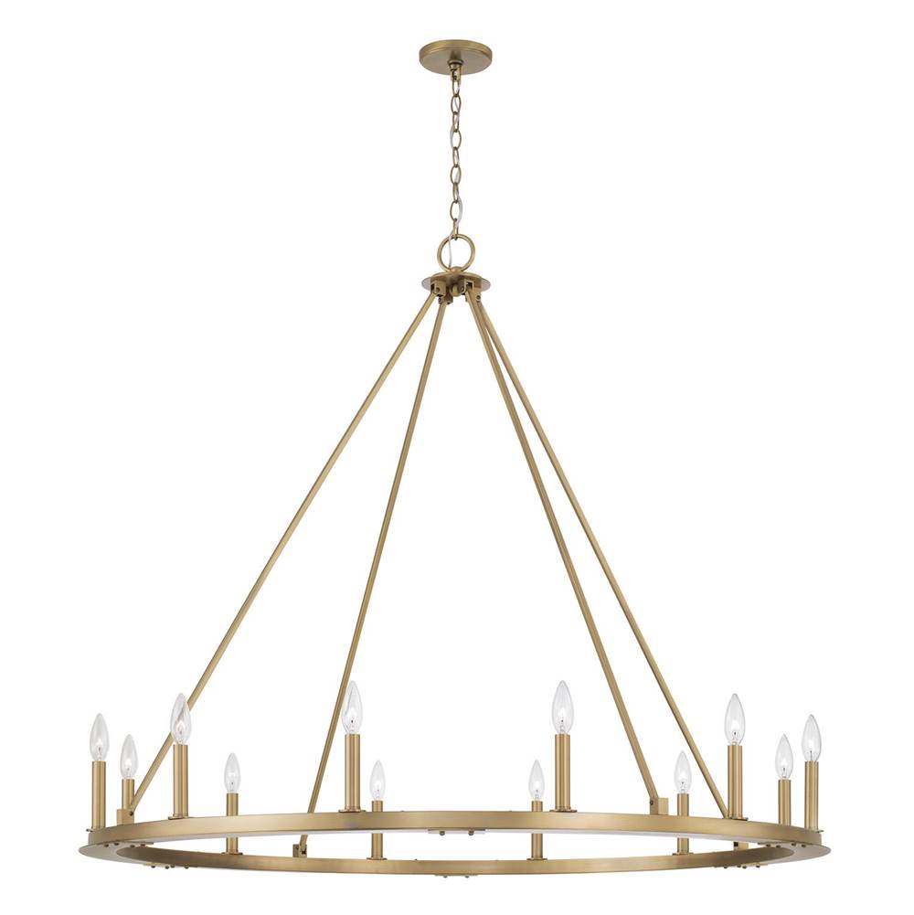 Capital Lighting 4912AD Aged Brass 48''w 12-light Wagon Wheel Chandelier In Aged Brass Image 1