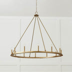 Capital Lighting Pearson 48''w 12-light Wagon Wheel Chandelier In Aged Brass