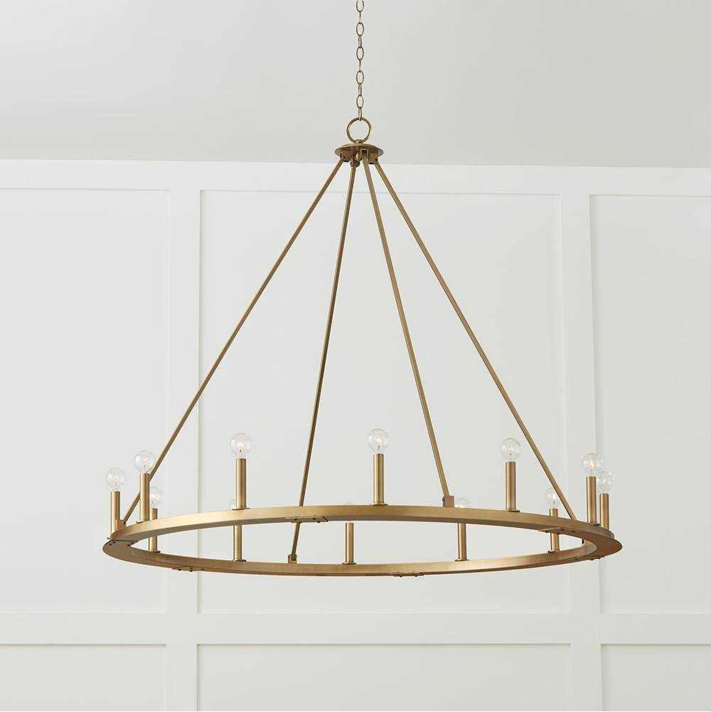 Capital Lighting Pearson 48''w 12-light Wagon Wheel Chandelier In Aged Brass