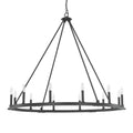 Capital Lighting Pearson 48'' W X 41.5'' H 12-light Candle-style Ring Chandelier In Black Iron