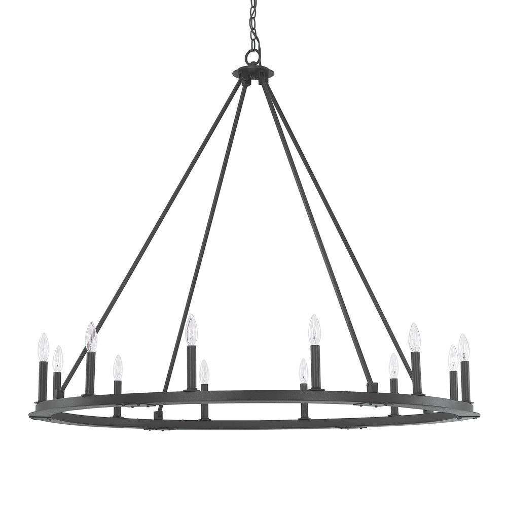 Capital Lighting Pearson 48'' W X 41.5'' H 12-light Candle-style Ring Chandelier In Black Iron