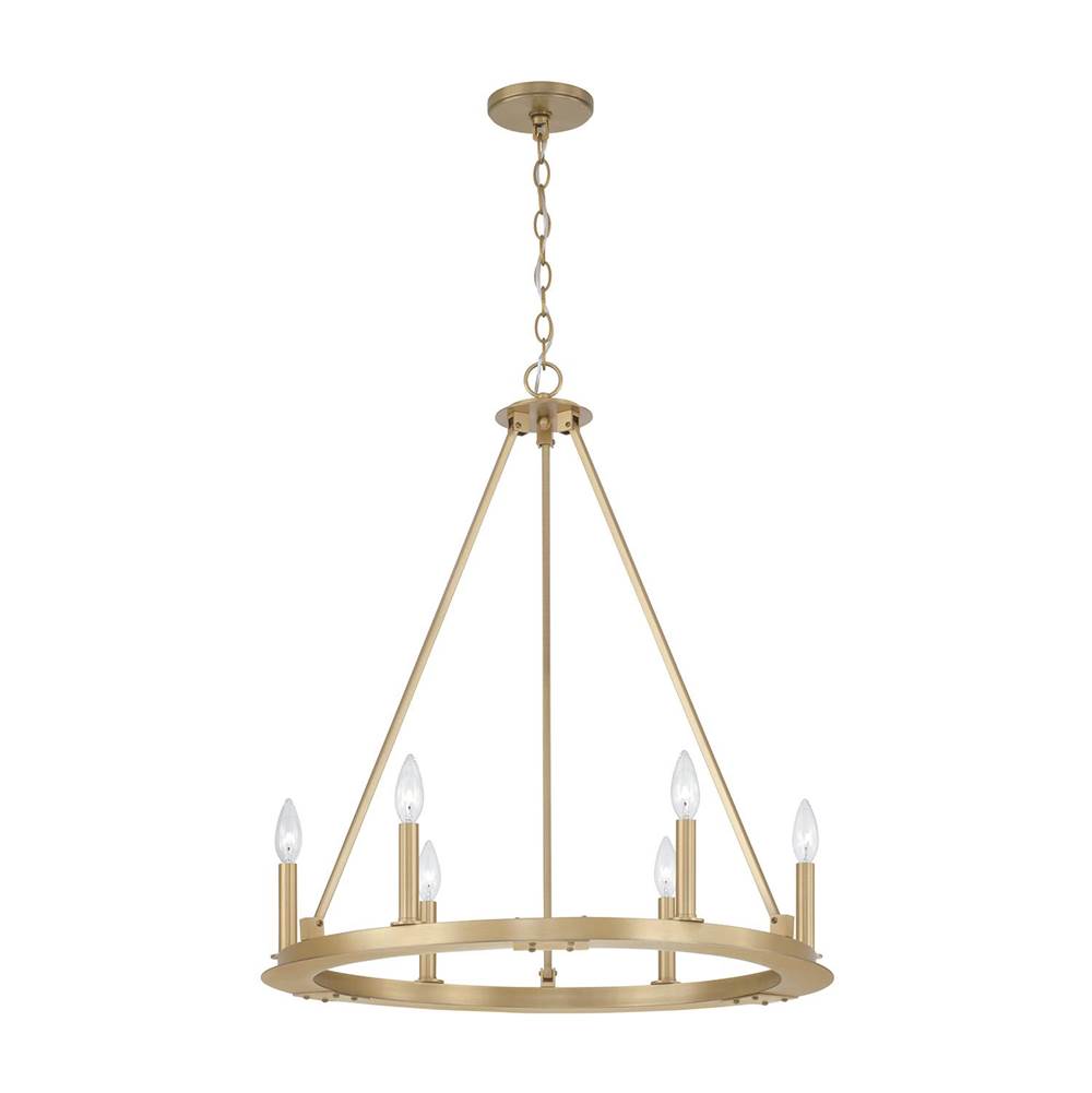 Capital Lighting 4916AD Aged Brass 26''w 6-light Wagon Wheel Chandelier In Aged Brass Image 1