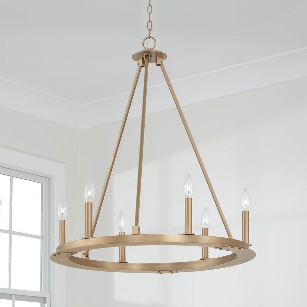 Capital Lighting 4916AD Aged Brass 26''w 6-light Wagon Wheel Chandelier In Aged Brass Image 4