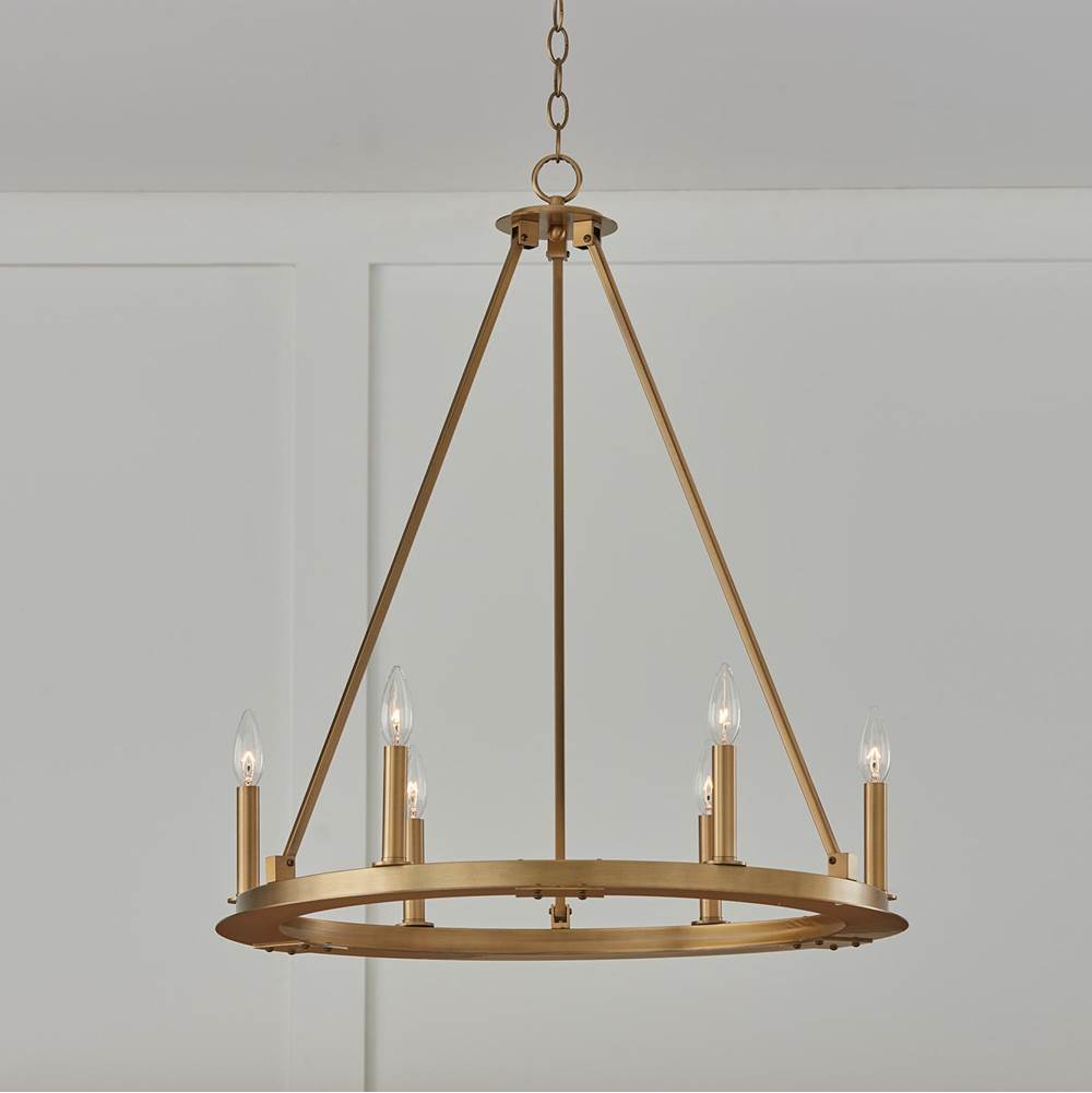 Capital Lighting 4916AD Aged Brass 26''w 6-light Wagon Wheel Chandelier In Aged Brass Image 5
