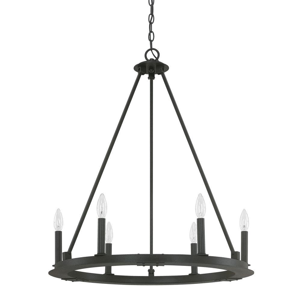 Capital Lighting Pearson 26'' W X 30.5'' H 6-light Candle-style Ring Chandelier In Black Iron