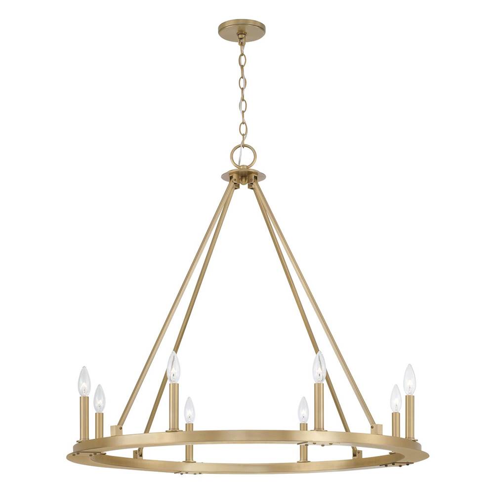 Capital Lighting 4918AD Aged Brass 36''w 8-light Wagon Wheel Chandelier In Aged Brass Image 1
