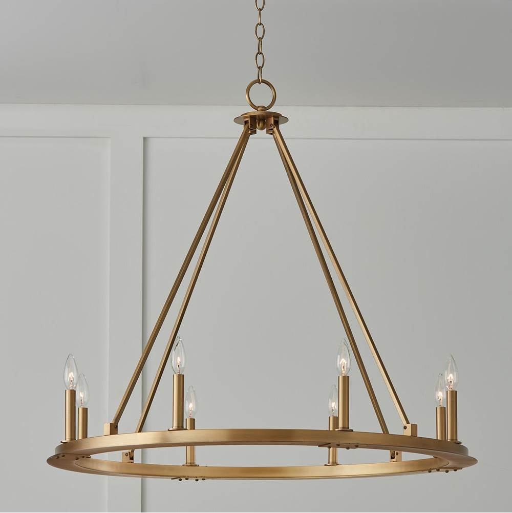 Capital Lighting Pearson 36''w 8-light Wagon Wheel Chandelier In Aged Brass