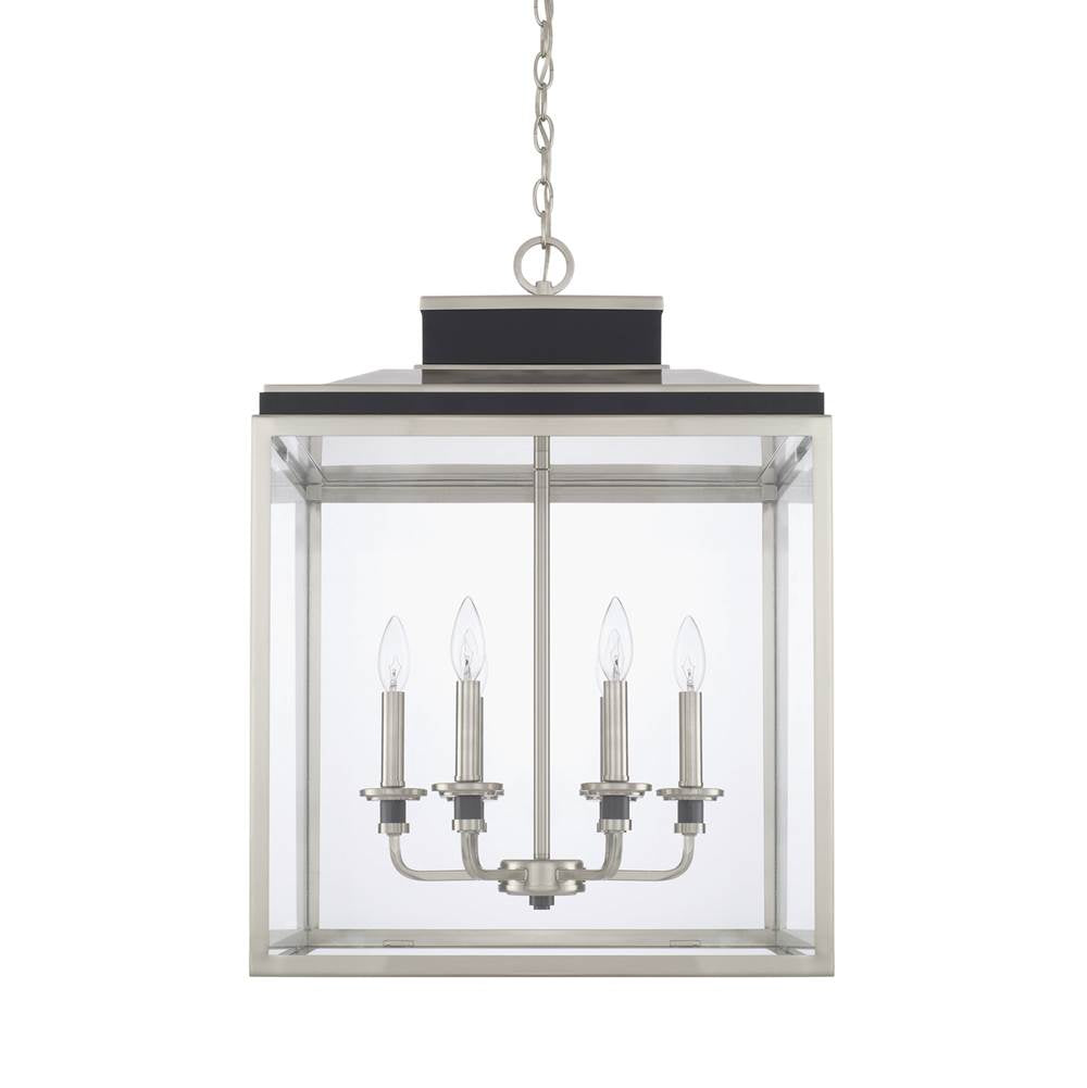Capital Lighting Tux 20'' W X 27.5'' H 6-light Clear Glass Foyer In Brushed Nickel And Matte Black