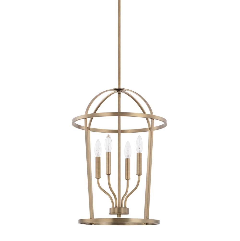 Capital Lighting Greyson 16'' W X 22.5'' H 4-light Foyer In Aged Brass