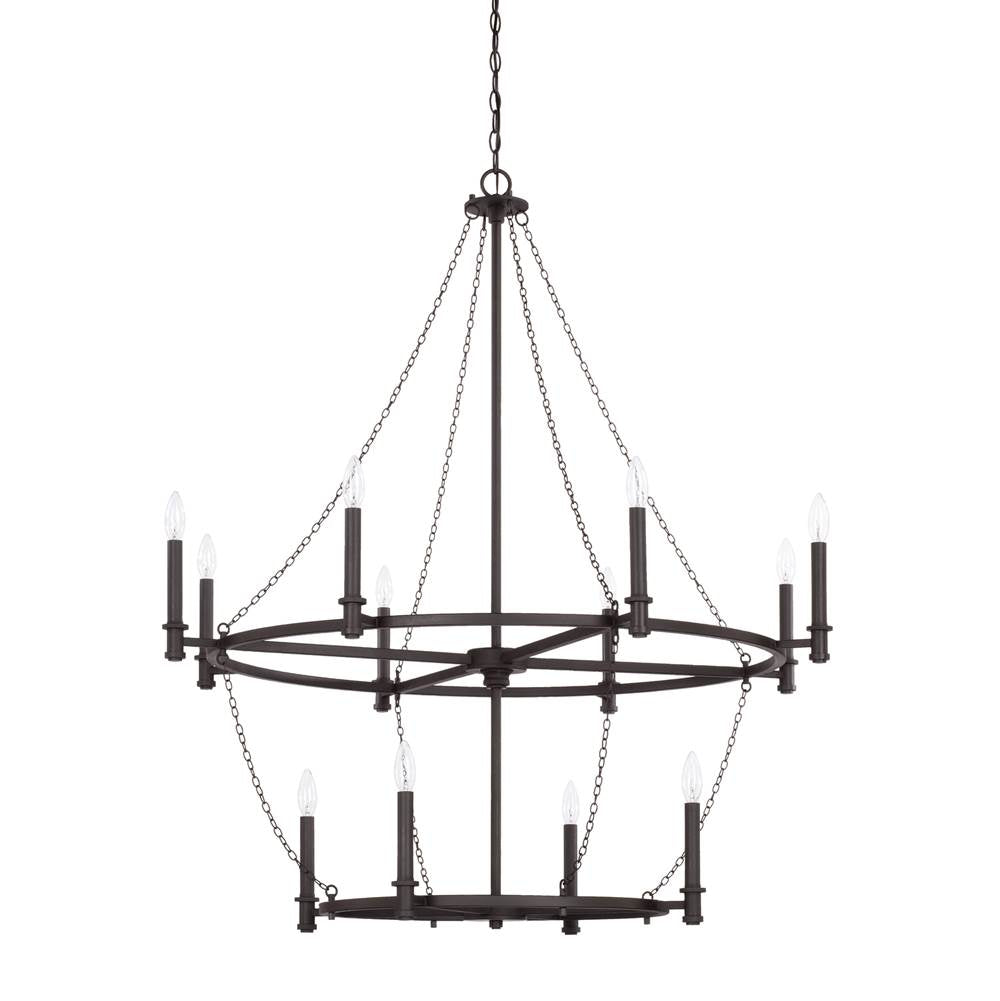 Capital Lighting Lancaster 40.5'' W X 45.5'' H 12-light Candle-style Ring Tiered Chandelier In Black Iron With Linked Chains