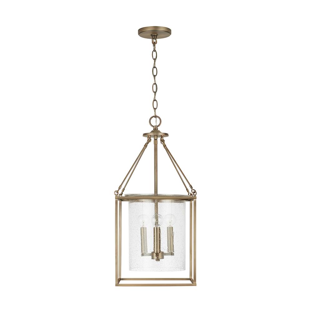Capital Lighting 532843AD Aged Brass 12'' W X 26.5'' H 4-light Foyer Pendant In Aged Brass With Clear Seeded Glass Shade Image 1