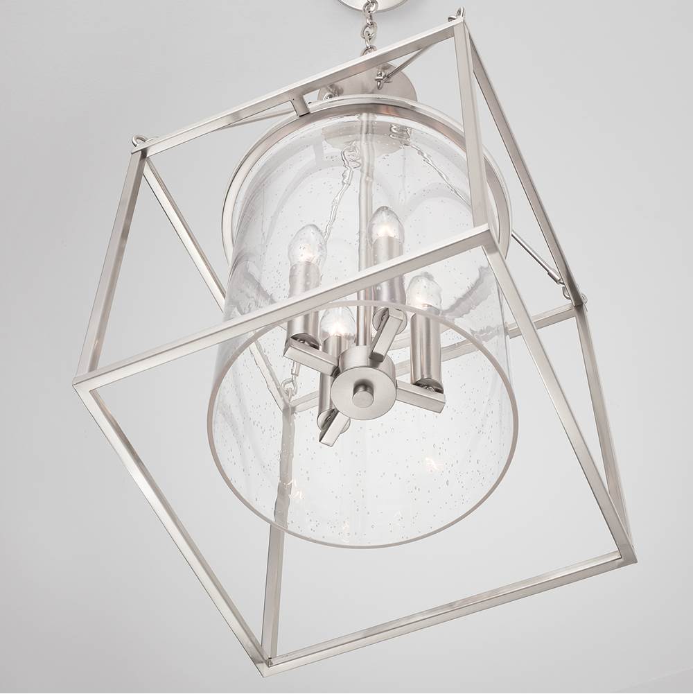 Capital Lighting 532843BN Brushed Nickel 12'' W X 26.5'' H 4-light Foyer Pendant In Brushed Nickel With Clear Seeded Glass Shade Image 4