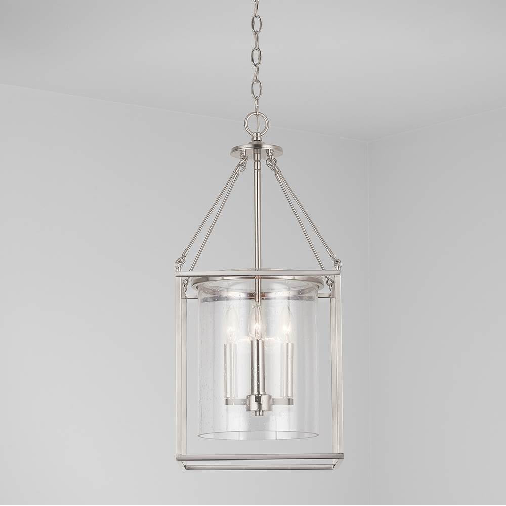 Capital Lighting 532843BN Brushed Nickel 12'' W X 26.5'' H 4-light Foyer Pendant In Brushed Nickel With Clear Seeded Glass Shade Image 3
