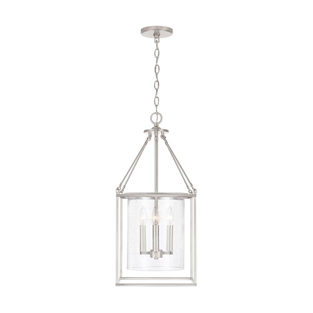 Capital Lighting 532843BN Brushed Nickel 12'' W X 26.5'' H 4-light Foyer Pendant In Brushed Nickel With Clear Seeded Glass Shade Image 2
