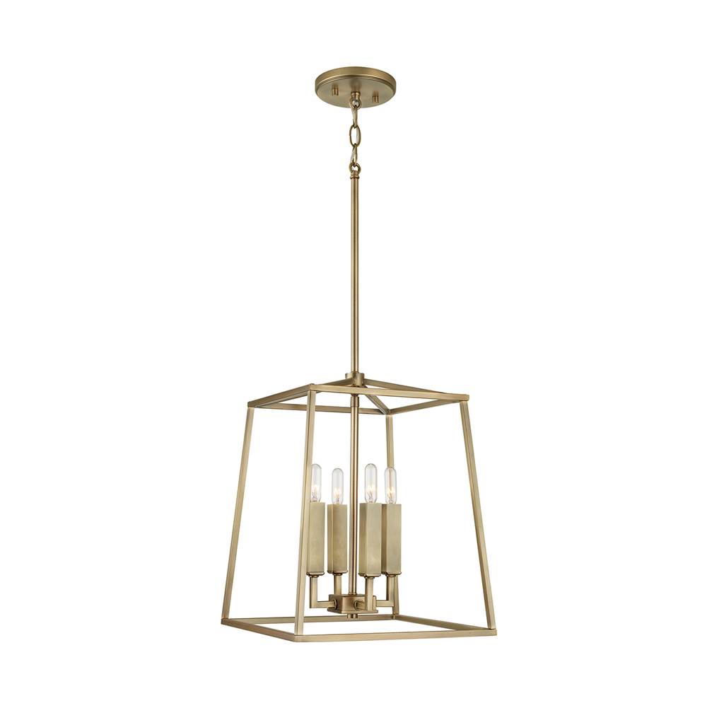 Capital Lighting Thea 12'' W X 15'' H 4-light Lantern Foyer Pendant In Aged Brass