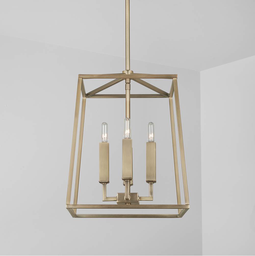 Capital Lighting 537641AD Aged Brass 12'' W X 15'' H 4-light Lantern Foyer Pendant In Aged Brass Image 3