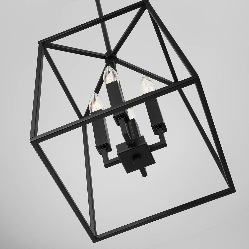 Capital Lighting 537641MB Matte Black 12'' W X 15'' H 4-light Lantern Foyer Pendant In Matte Black Image 4