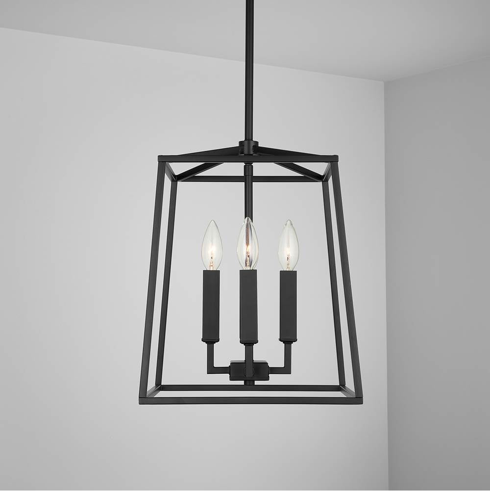 Capital Lighting 537641MB Matte Black 12'' W X 15'' H 4-light Lantern Foyer Pendant In Matte Black Image 3