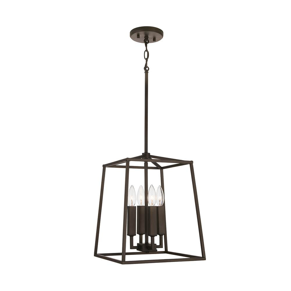 Capital Lighting Thea 12'' W X 15'' H 4-light Lantern Foyer Pendant In Aged Brass