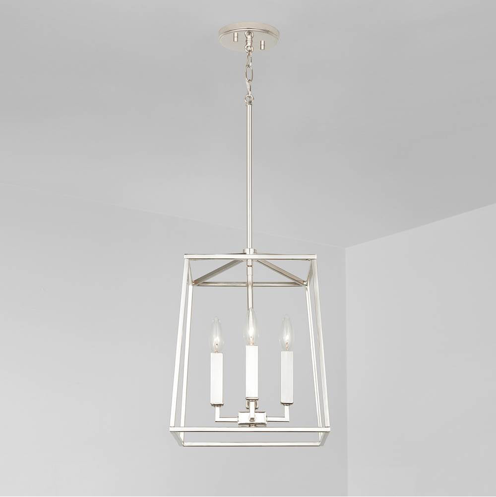 Capital Lighting 537641PN Polished Nickel 12'' W X 15'' H 4-light Lantern Foyer Pendant In Polished Nickel Image 3