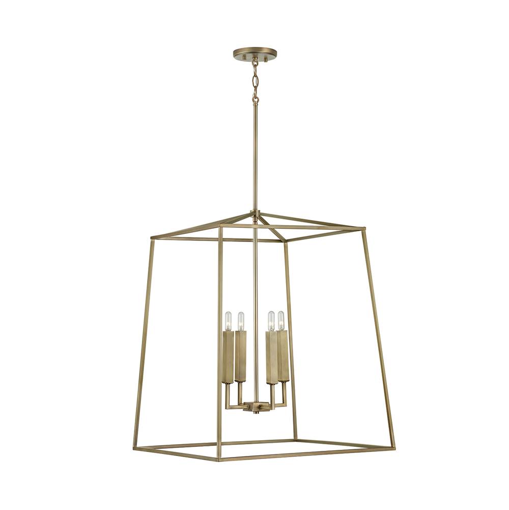 Capital Lighting Thea 22'' W X 27.5'' H 4-light Lantern Foyer Pendant In Aged Brass