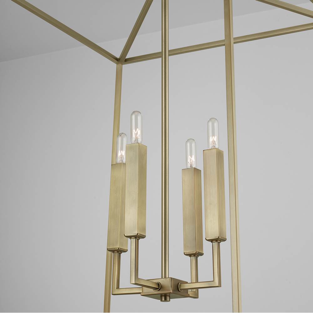 Capital Lighting 537643AD Aged Brass 22'' W X 27.5'' H 4-light Lantern Foyer Pendant In Aged Brass Image 4