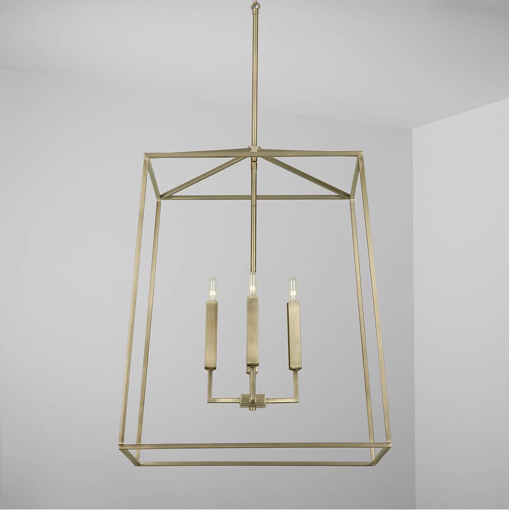 Capital Lighting 537643AD Aged Brass 22'' W X 27.5'' H 4-light Lantern Foyer Pendant In Aged Brass Image 3