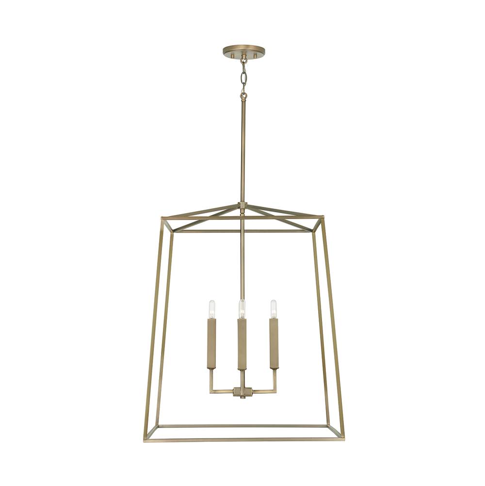 Capital Lighting 537643AD Aged Brass 22'' W X 27.5'' H 4-light Lantern Foyer Pendant In Aged Brass Image 2
