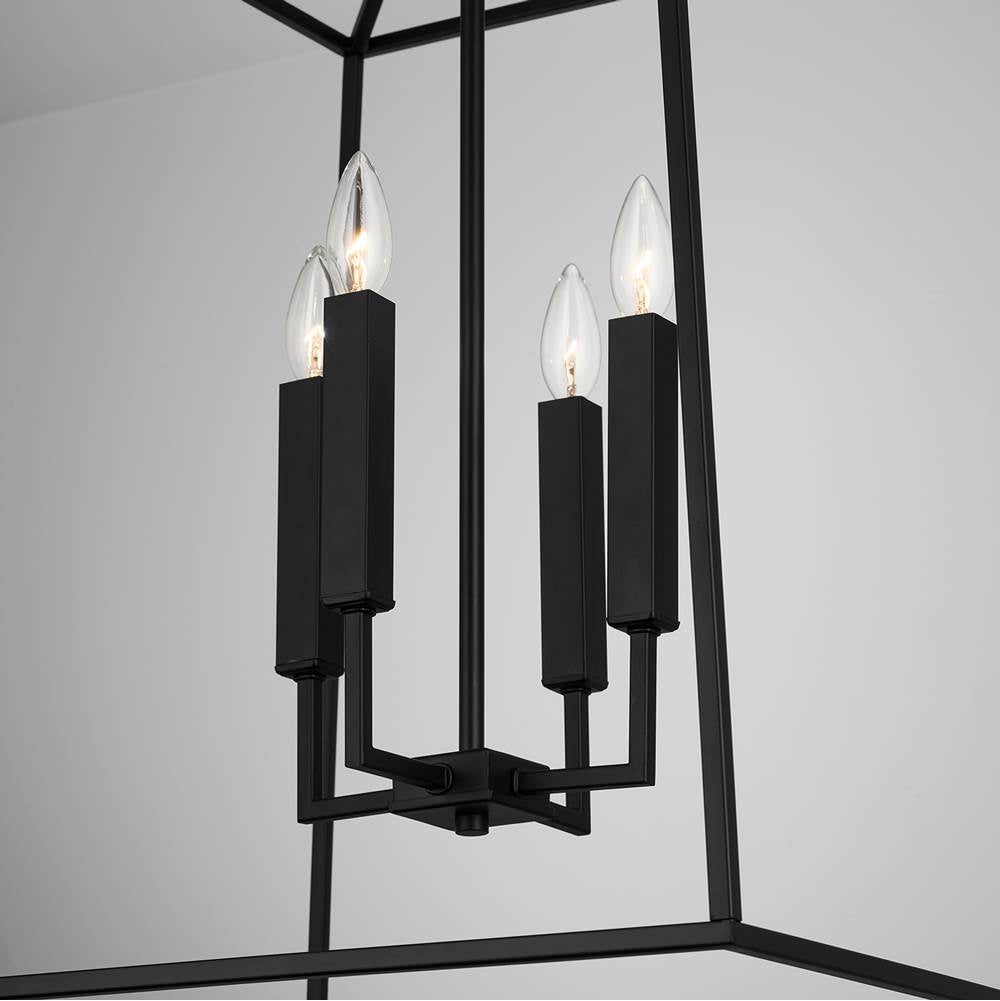 Capital Lighting 537643MB Matte Black 22'' W X 27.5'' H 4-light Lantern Foyer Pendant In Matte Black Image 4